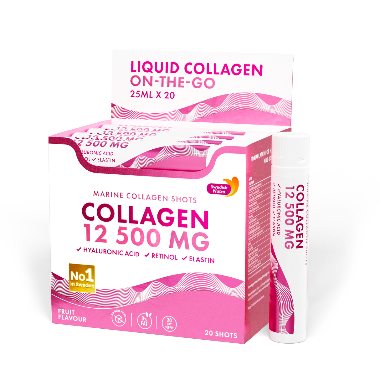 Riblji kolagen 12500 mg s retinolom, elastinom i hijaluronskom kiselinom - 20 x 25 ml
