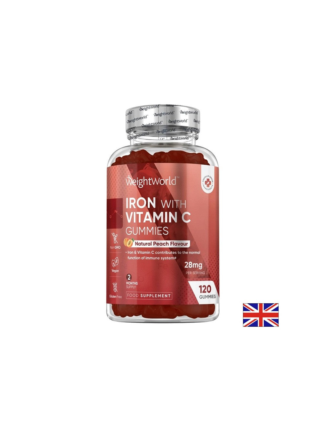Anemija - Željezo + vitamin C Gumice, 120 žele tableta, okus breskve