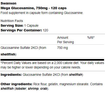 Mega glukozamin 750 mg 120 kapsula