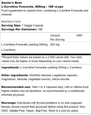 Najbolji l -karnitin fumarat 855 mg - 180 kapsula