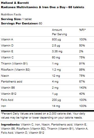 Radiance multivitamini i željezo | Jedan dan - 60 tableta