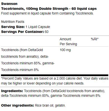 Tokotrienoli s dvostrukom snagom 100 mg 60 gel kapsule