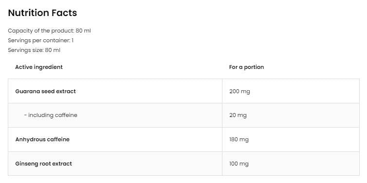 Guarana pucanj/s ginsengom - 20 x 80 ml