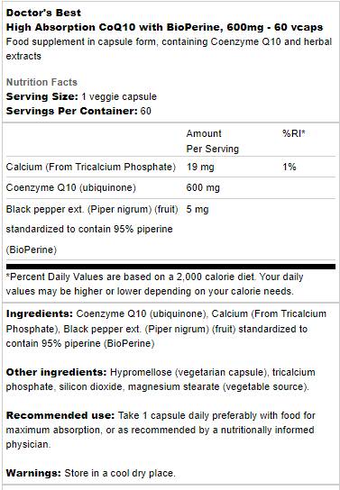 Najbolji CoQ10 s bioperinom 600 mg - 60 kapsula