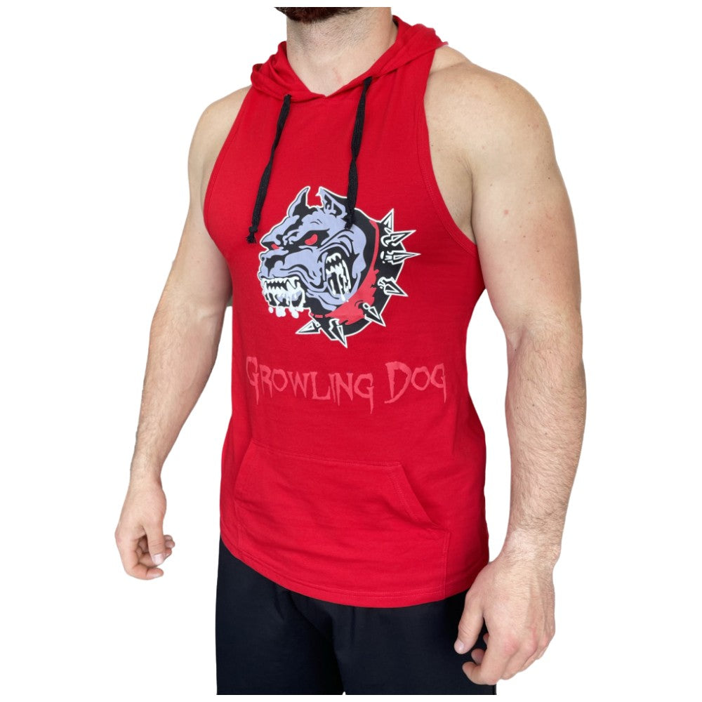 Tank Top Growling Dog s kapuljačom - crveni/tenk Top Growling Dog s hoodie - crveno
