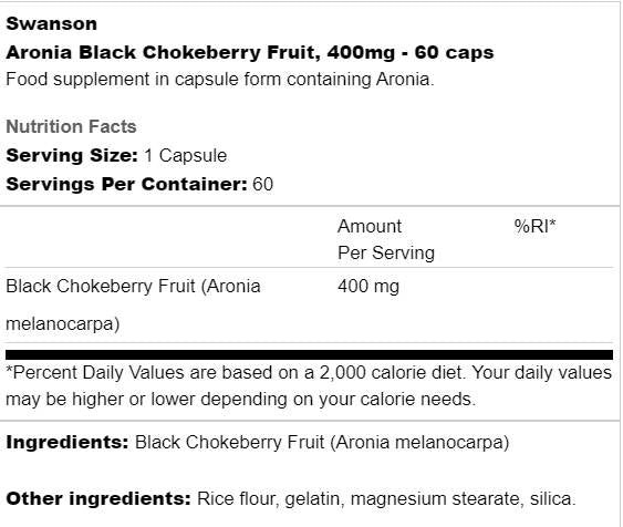 Aronia crno prigušnica voća 400 mg 60 kapsula