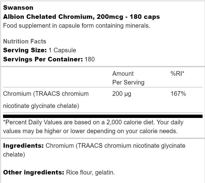 Albion helated krom 200 mcg 180 kapsula