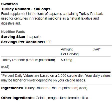 Turska rabarbara 500 mg 100 kapsula