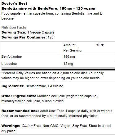 Najbolji benfotiamin 150 mg | Benfopure - 120 kapsula