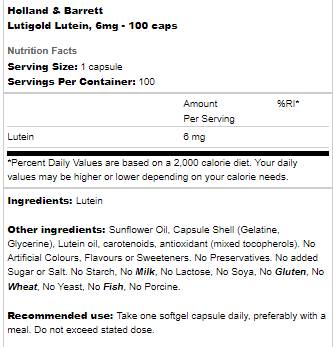 Lutigold | Lutein 6 mg - 100 kapsula