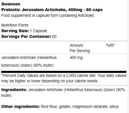 Prebiotički jeruzalemski artičoke 400 mg 60 kapsula
