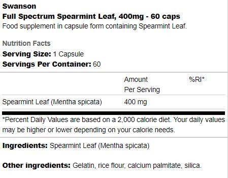Potpuni spektar list metvice 400 mg 60 kapsula