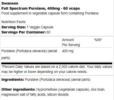 Puni spektar Purslane 400 mg 60 kapsula