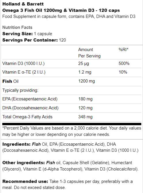 Omega 3 riblje ulje 1200 mg i vitamin D3 - 120 gel kapsula
