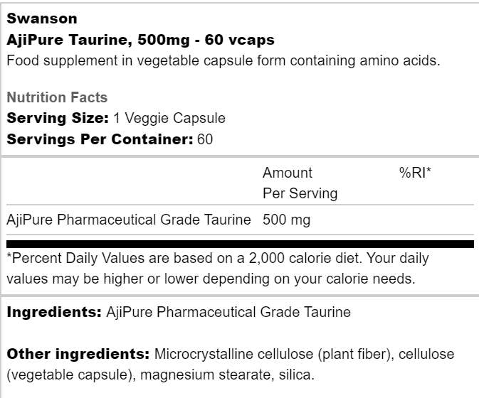 Ajipure taurine 500 mg 60 kapsula