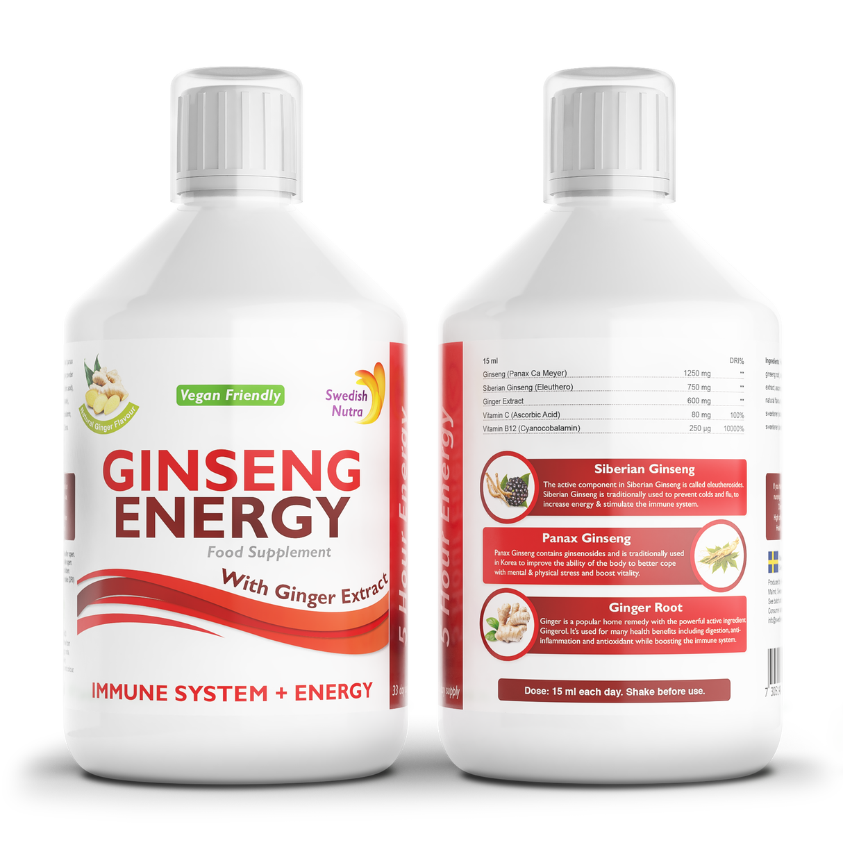 Ginseng 2000 mg - s ekstraktom đumbira - 500 ml