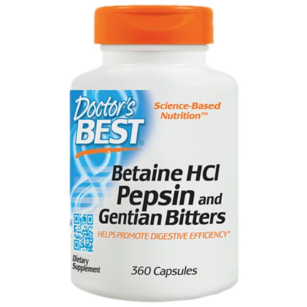 Najbolji betaine HCl 650 mg / s pepsin i gentian grickalicama - 360 kapsula
