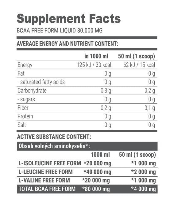 Slobodni obrazac BCAA tekućina 80000 mg - 1000 ml
