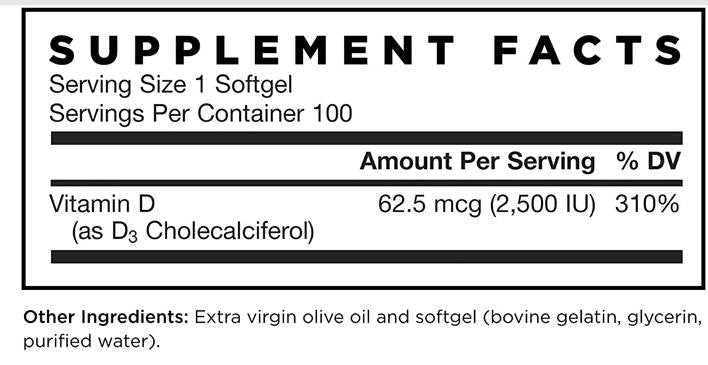 Vitamin D3 2500 IU 100 gel kapsula