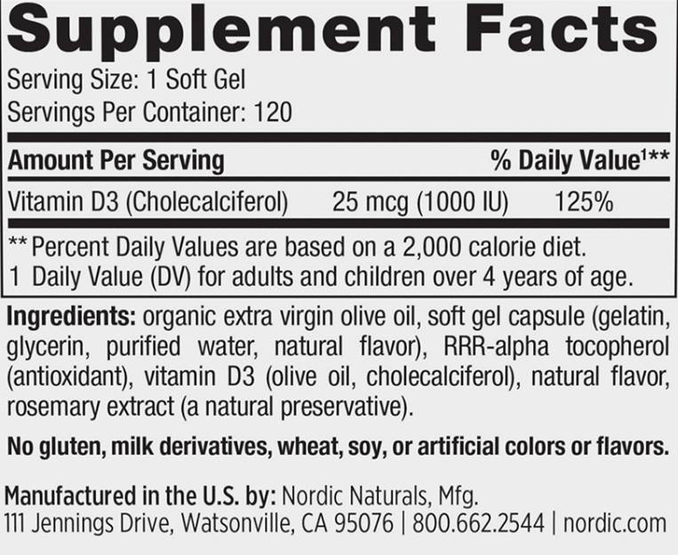 Vitamin D3 1000 IU - 120 gel kapsula