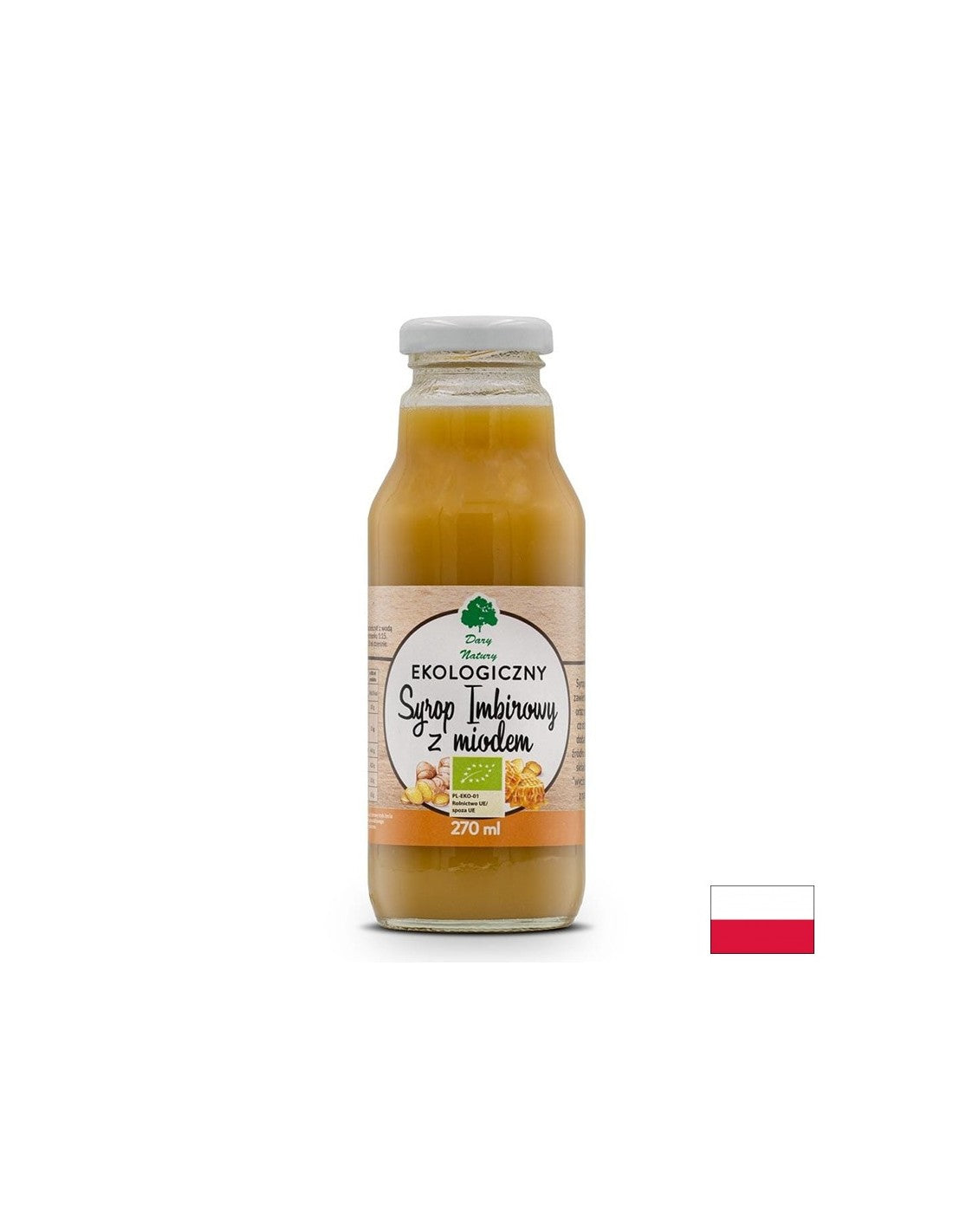 Organski sirup od đumbira s medom za dodatak napicima - Gastrointestinalno zdravlje i imunitet, 270 ml, 14 porcija