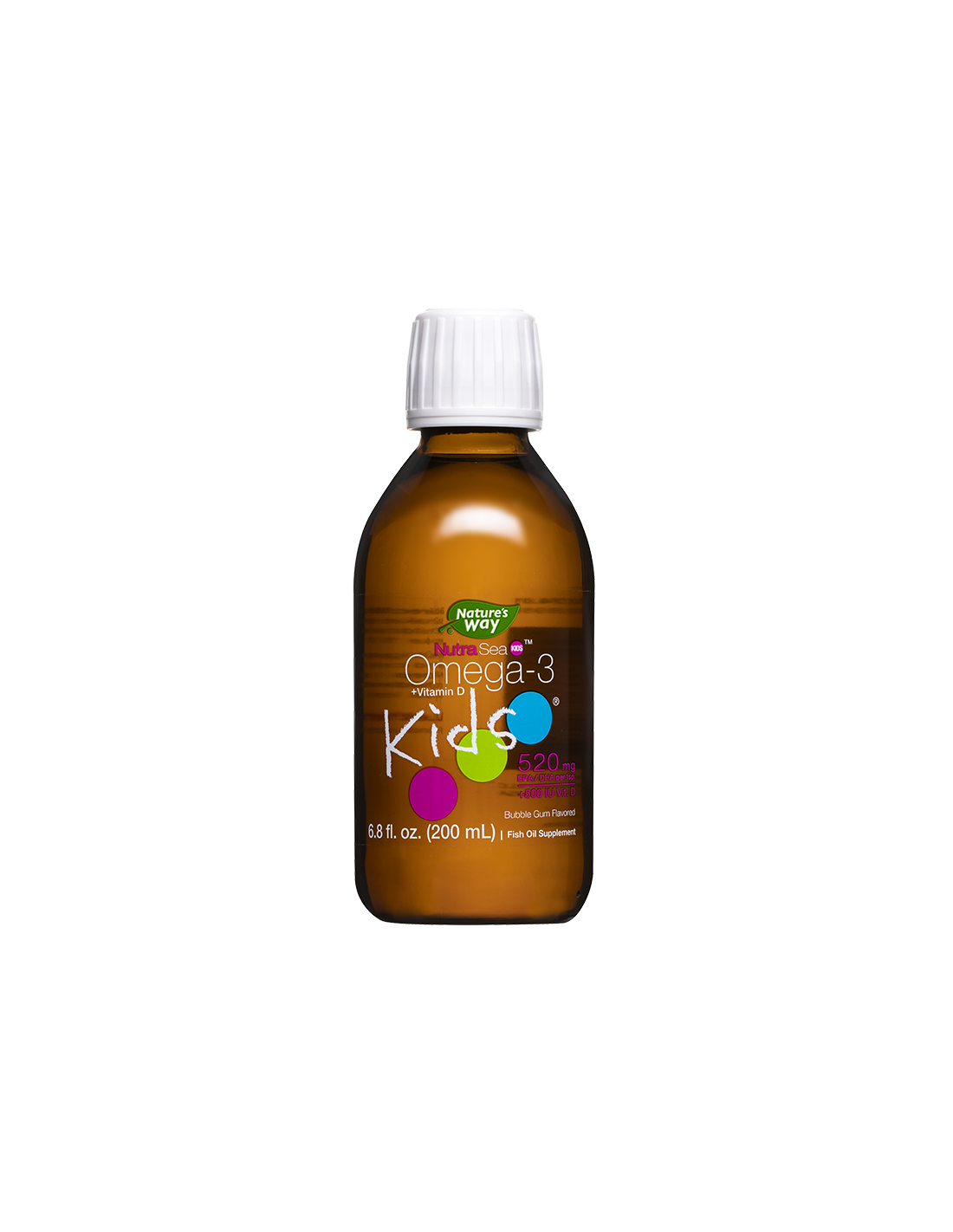 Omega-3 + vitamin D3 za djecu - NutraSea Kids - Lako probavljiva tekuća formula, 200 ml, s okusom gume