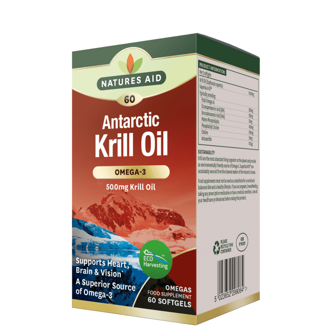 Omega 3 ulje iz antarktičkog krila (Antarctic Krill Oil Superba) 500mg 60 mekih kapsula NaturesAid