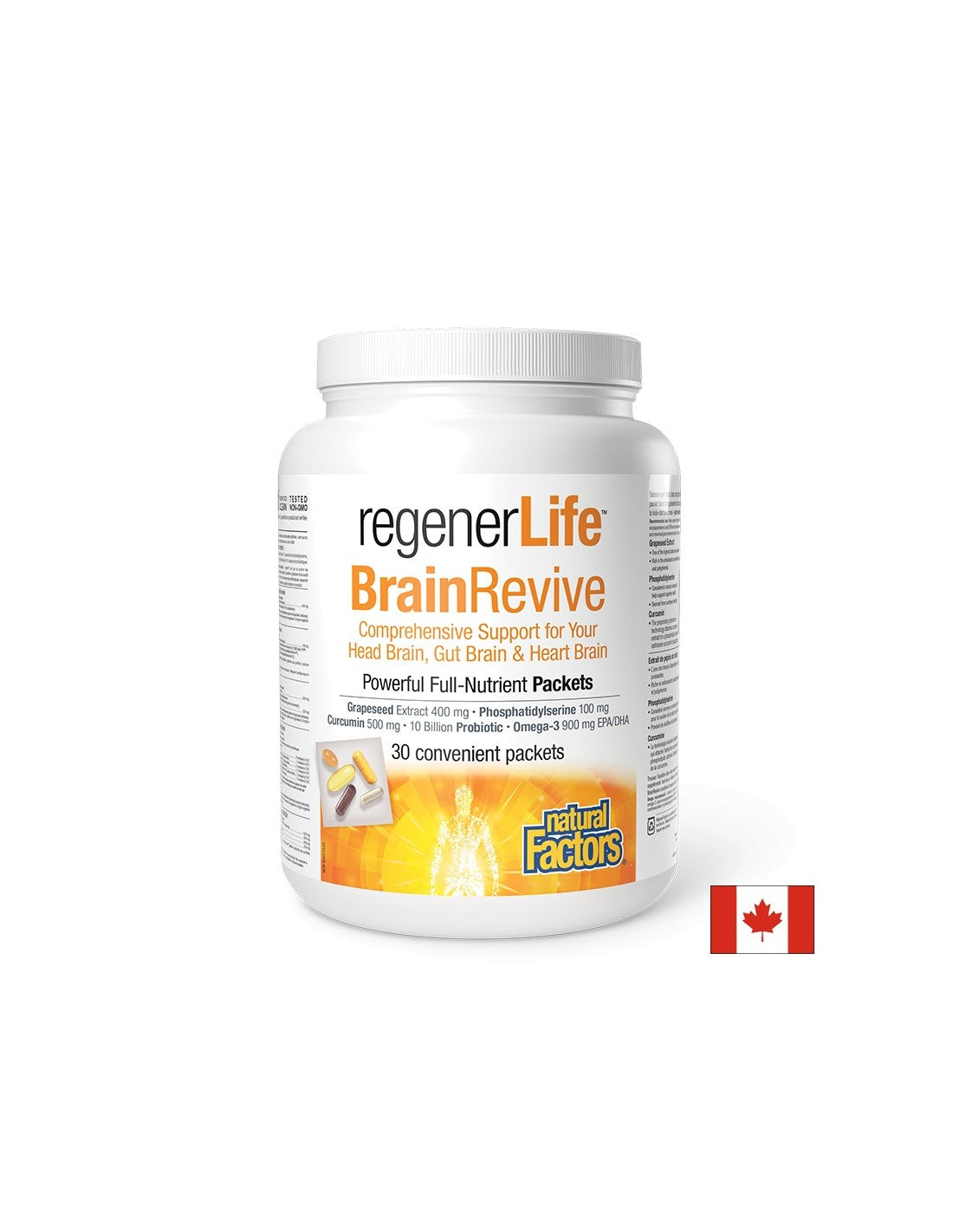 30-dnevni program za podršku kognitivnom i zdravlju mozga - Regener Life™ Brain<tc>Revive</tc>, 30 pojedinačno zapakiranih <tc>Natural Factors</tc> Paketići