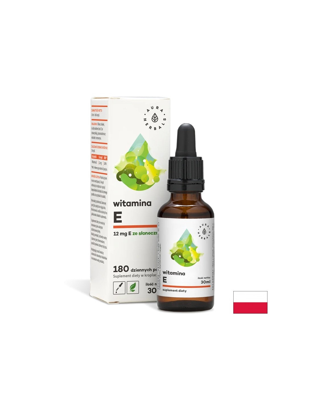 Njega kose, kože i noktiju - Vitamin E, kapi od 30 ml <tc>Aura Herbals</tc>