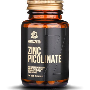 GRASSBERG Zinc Picolinate 15mg - High Absorption 60 Caps - Nutra Best Europe