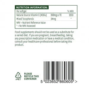 Vitamin E Natural 400iu 60 kapsula <tc>Natures Aid</tc>