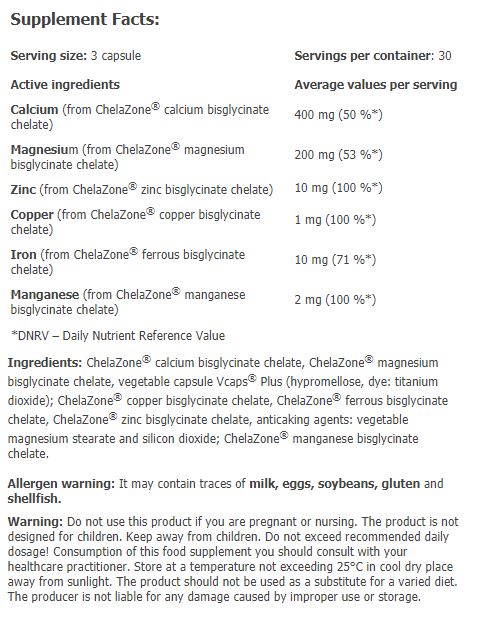 Chelazone® Multichel® Kompletni 6 bisglikonate Chelate / 90 VCAPS