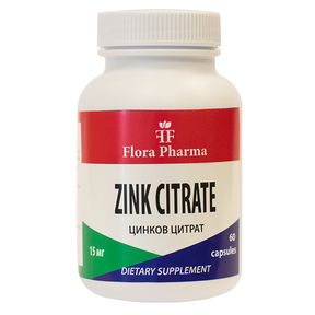 ZINC CITRATE 15 mg /60 capsules, 60 doses/ FLORA PHARMA - Nutra Best Europe