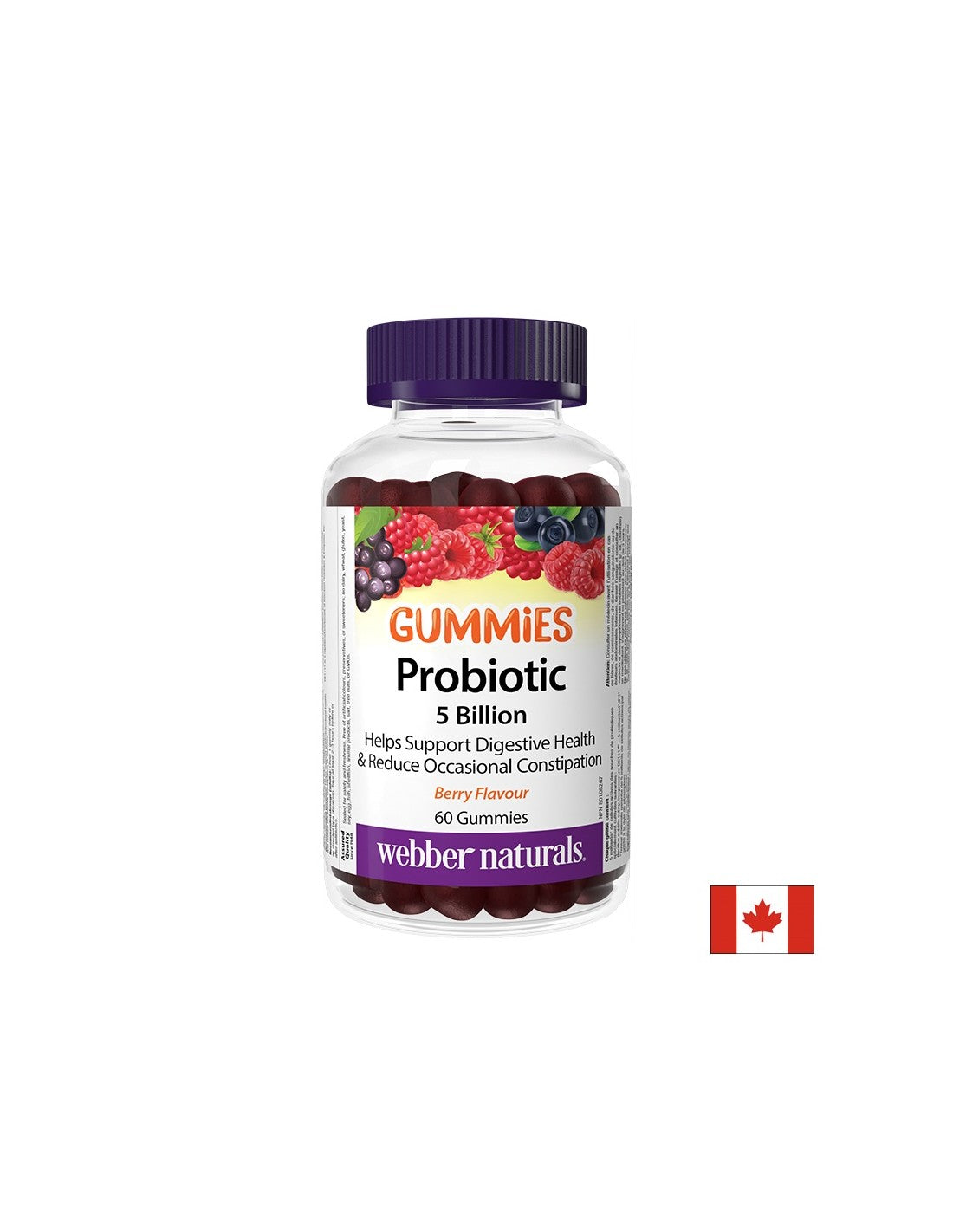 Probiotic Gummies 5 milijardi aktivnih probiotika, 60 žele tableta, s okusom šumskog voća
