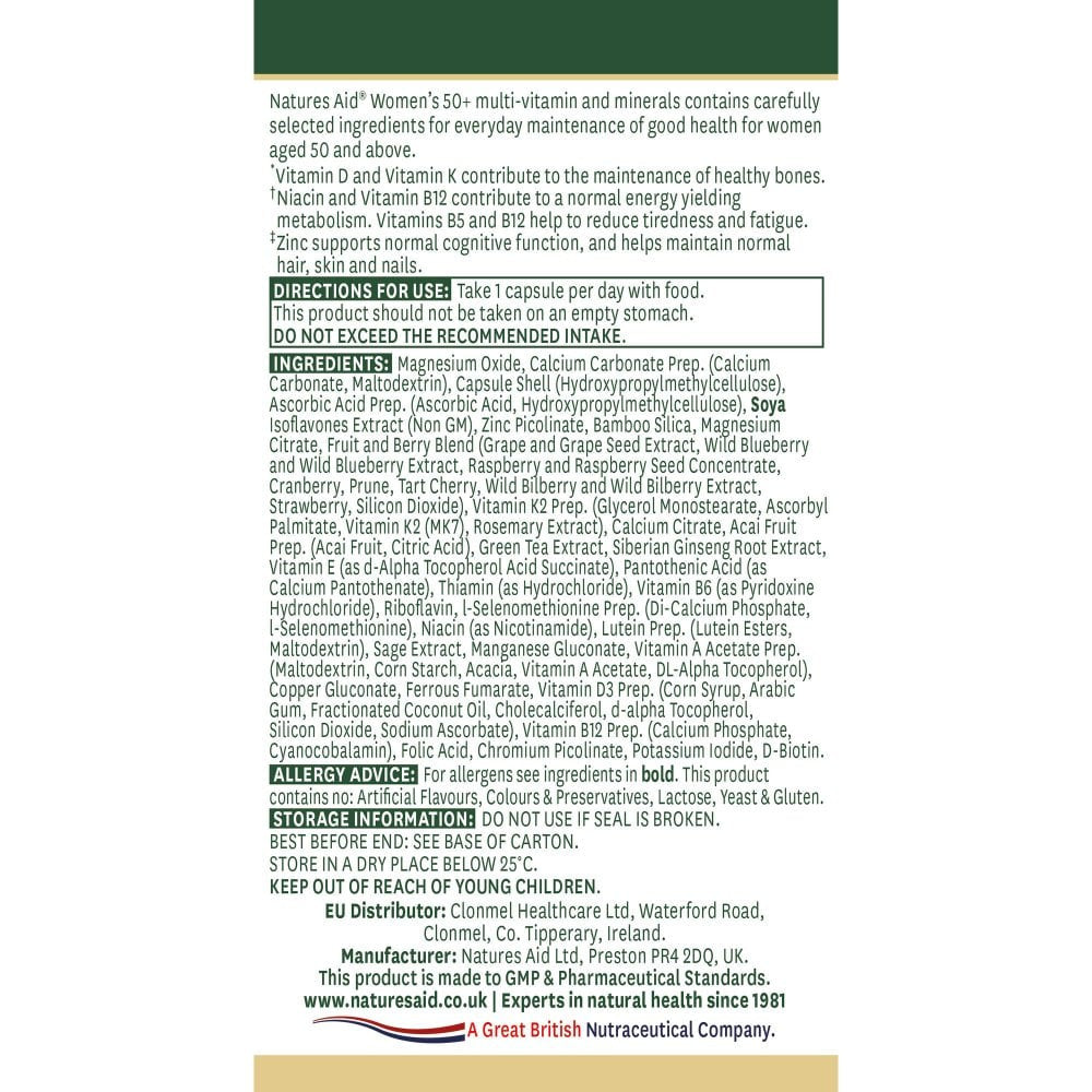 Kompleks za žene 50+ (Multivitamini za žene 50+ & Minerali) 30 kapsula NaturesAid
