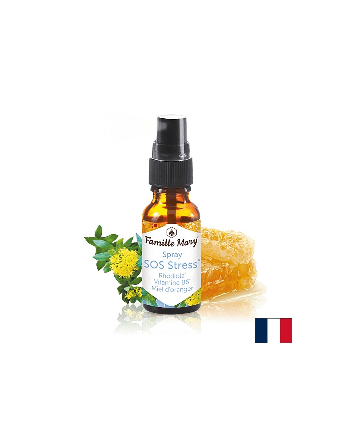 Antistres sprej za usta sa zlatnim korijenom i vitaminom B6 - SOS Stress Rhodiola, Vitamin B6, Miel d'orange, 20 ml