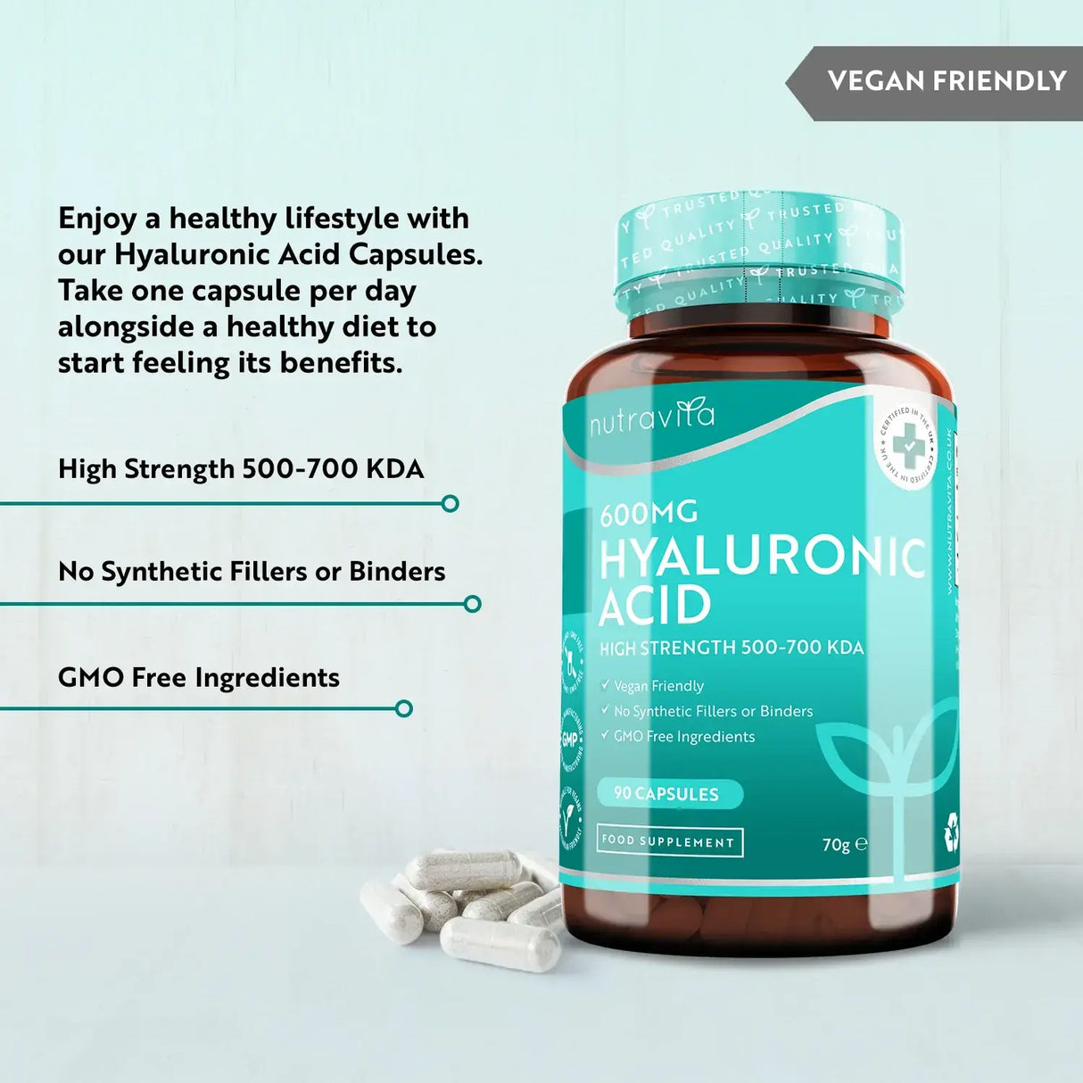 Hijaluronska kiselina 600 mg/Hijaluronska kiselina 600 mg /90 kapsula, 90 dana/ <tc>Nutravita</tc>
