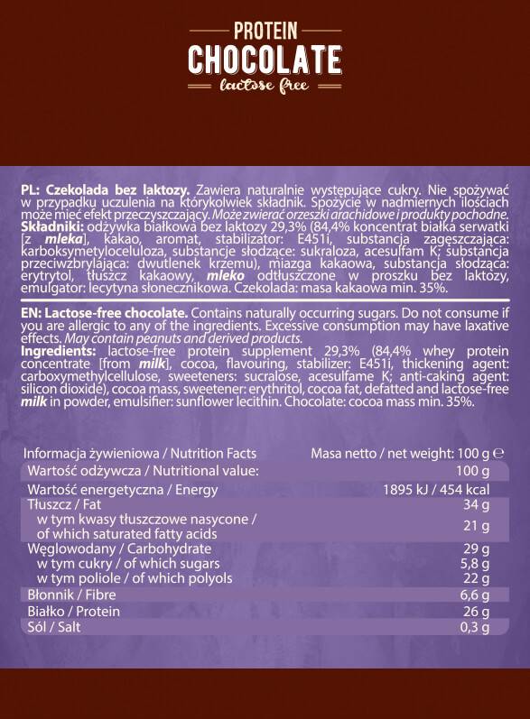 Proteinska čokolada | Bez laktoze - 100 grama