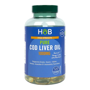 Cod Liver Oil 1000 mg - 120 Gel capsules - Nutra Best Europe