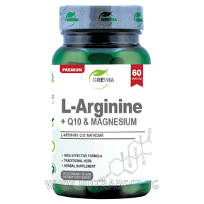 L–ARGININE + Q10 & MAGNESIUM /60 CAPSULES, 30 DOSES/ GREWIA - Nutra Best Europe