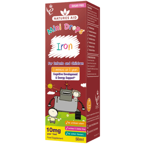Iron + Vitamin C + Vitamin B12 + Folic acid drops for children (Mini Drops Iron) 50ml NaturesAid - Nutra Best Europe