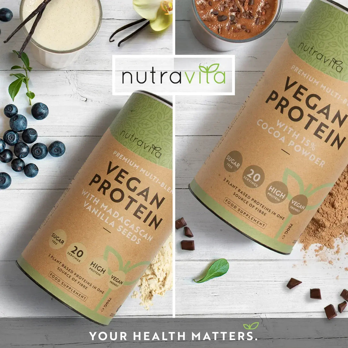 Veganski proteini + enzimi - 750 g (čokolada) <tc>Nutravita</tc>
