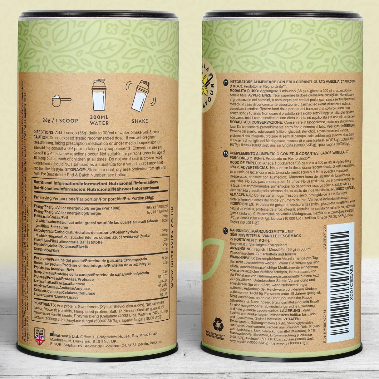 Veganski protein + enzimi - 750 g (vanilija) <tc>Nutravita</tc>