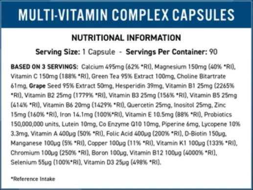 Multi -vitamin složena vitalnost - 90 kapsula