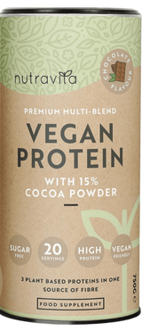 Veganski proteini + enzimi - 750 g (čokolada) <tc>Nutravita</tc>