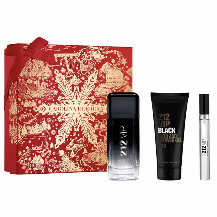 <tc>CAROLINA HERRERA</tc> 212 Vip Black Men Eau De Perfume sprej 100 ml Set 3 komada
