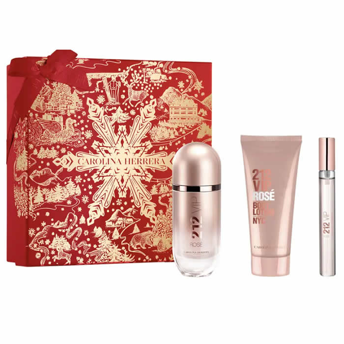<tc>CAROLINA HERRERA</tc> 212 Vip Rose parfemska voda u spreju 80 ml set 3 komada
