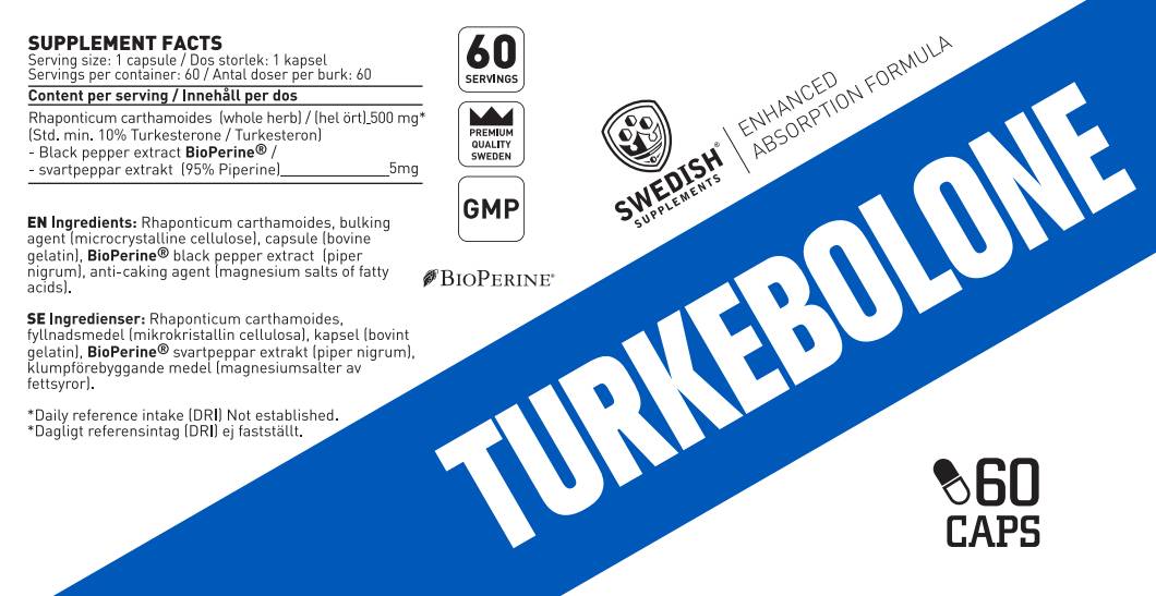 Turkebolone | Turkesteron 500 mg s Bioperine® - 60 kapsula