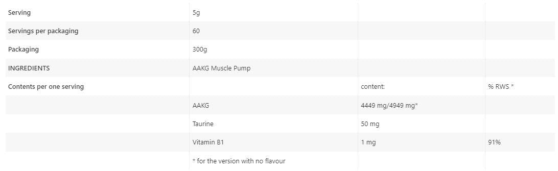 AAKG Muscle Pump Powder - 300 grama