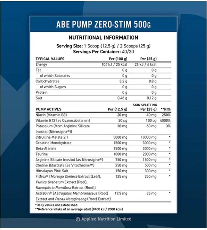 ABE - Sve crno | Pump Stim Free - 500 grama